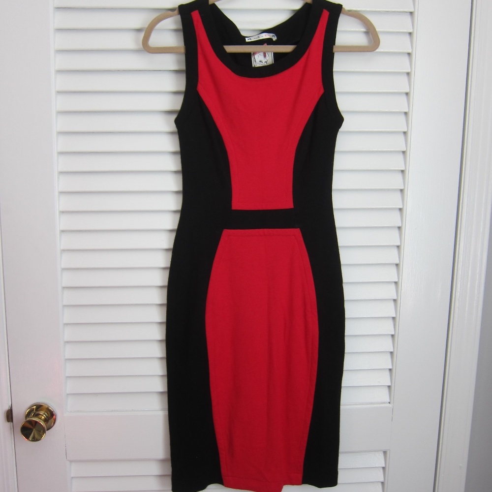 Y2K Vintage Yoana Baraschi Knit Bodycon Fitted Dress Black & Red sz S